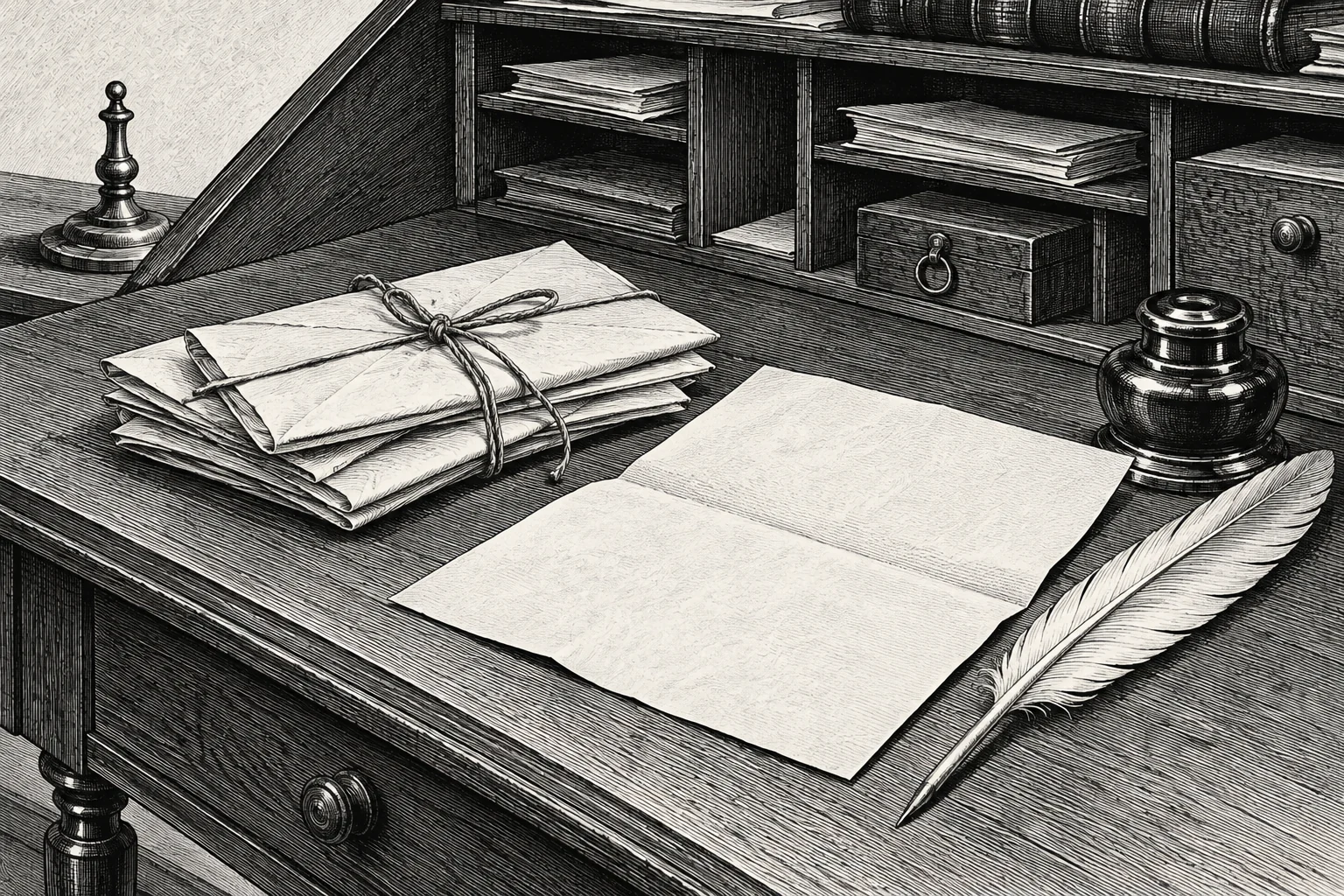 Steel engraving: the unanswered letters.